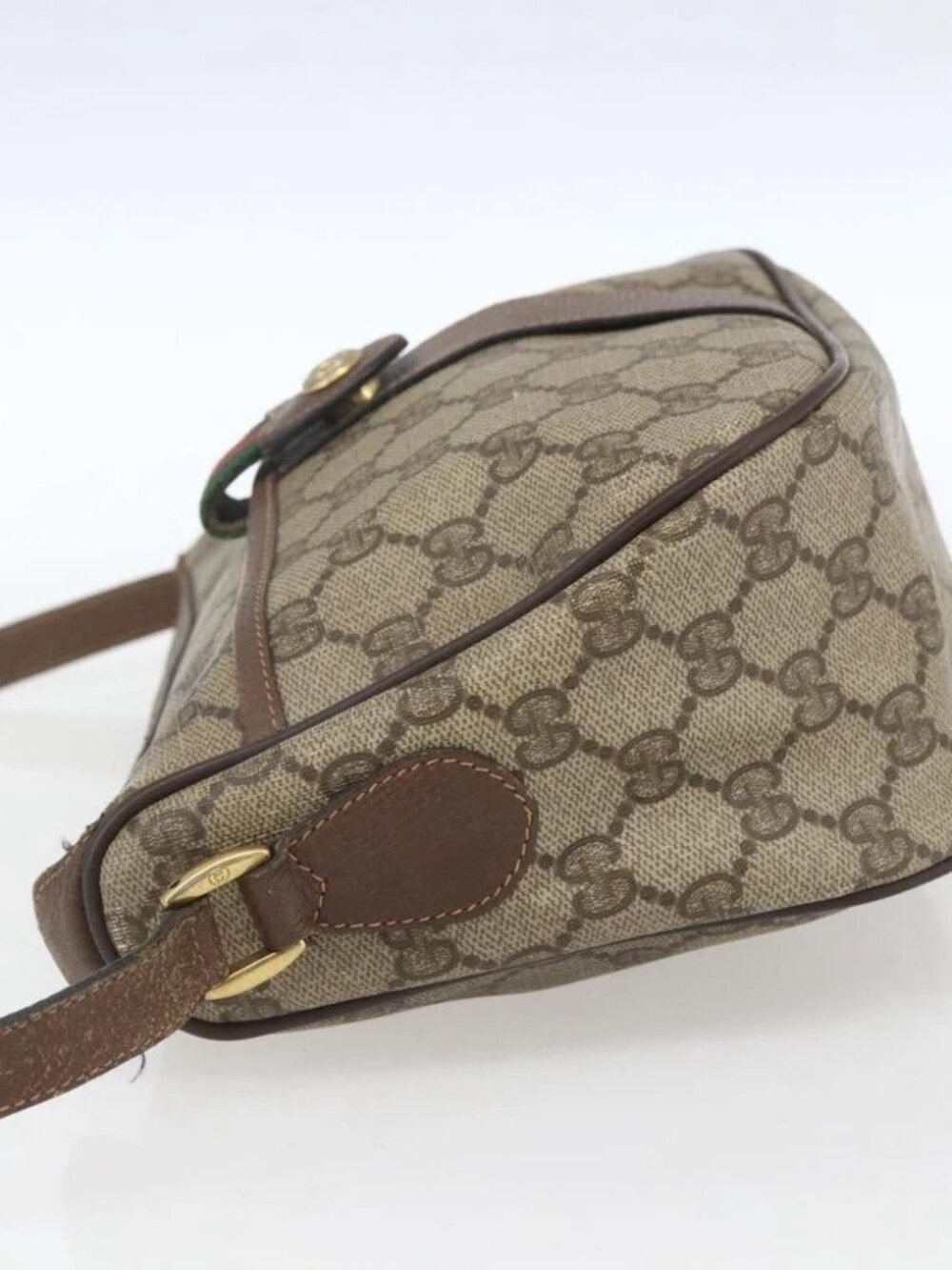 GUCCI GG Supreme Web Sherry Line Shoulder Bag PVC Beige - Picture 3 of 16